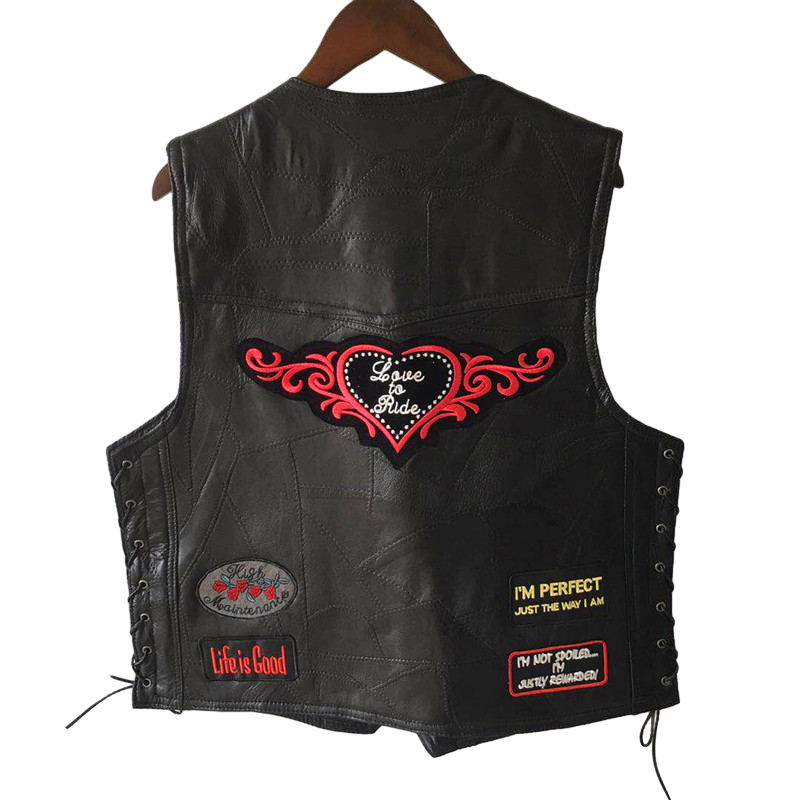 Rose Super Cool Embroidered Badge Biker Riding Vest