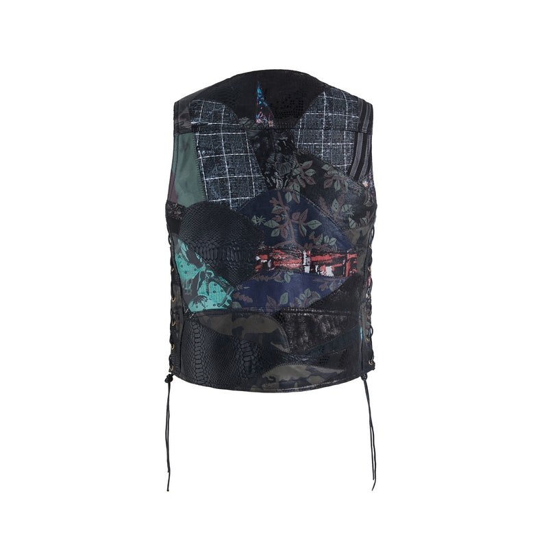 Multi-colored Flower Super Cool Embroidered Badge Biker Riding Vest