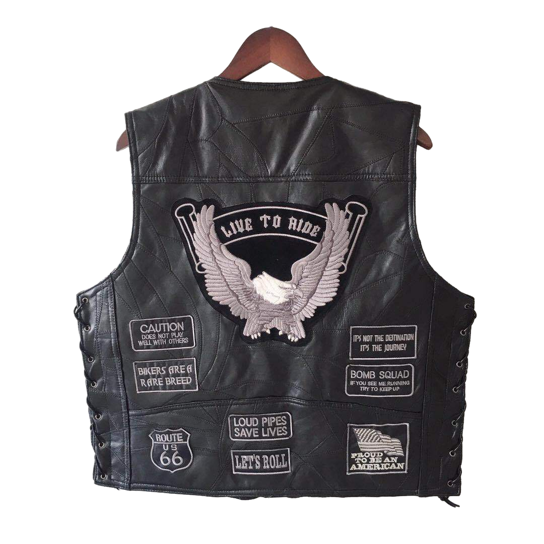 Eagle3 Super Cool Embroidered Badge Biker Riding Vest