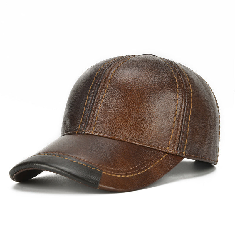 Autumn and Winter Casual Head Layer Cowhide Cap Baseball Cap