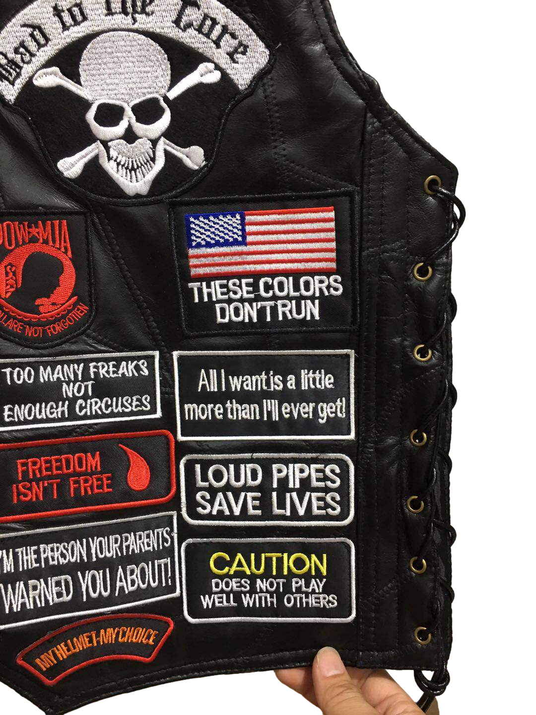 Eagle and Skull Super Cool Embroidered Badge Biker Riding Vest