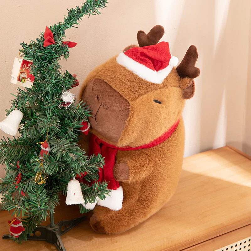 Christmas Capybara Plush with Reindeer Horn - HoneyJoyBoxChristmas Capybara Plush with Reindeer Horn - HoneyJoyBox