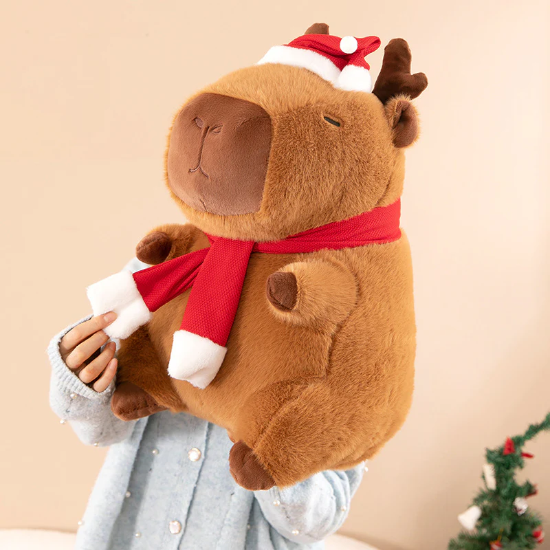 Christmas Capybara Plush with Reindeer Horn - HoneyJoyBoxChristmas Capybara Plush with Reindeer Horn - HoneyJoyBox