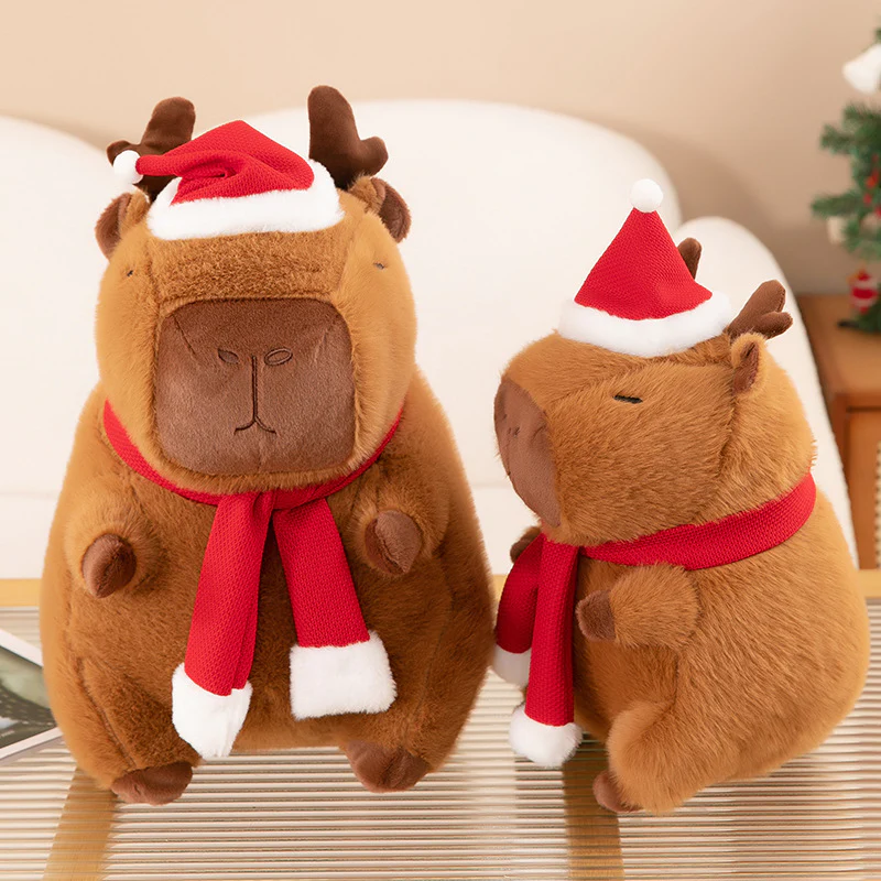 Christmas Capybara Plush with Reindeer Horn - HoneyJoyBoxChristmas Capybara Plush with Reindeer Horn - HoneyJoyBox