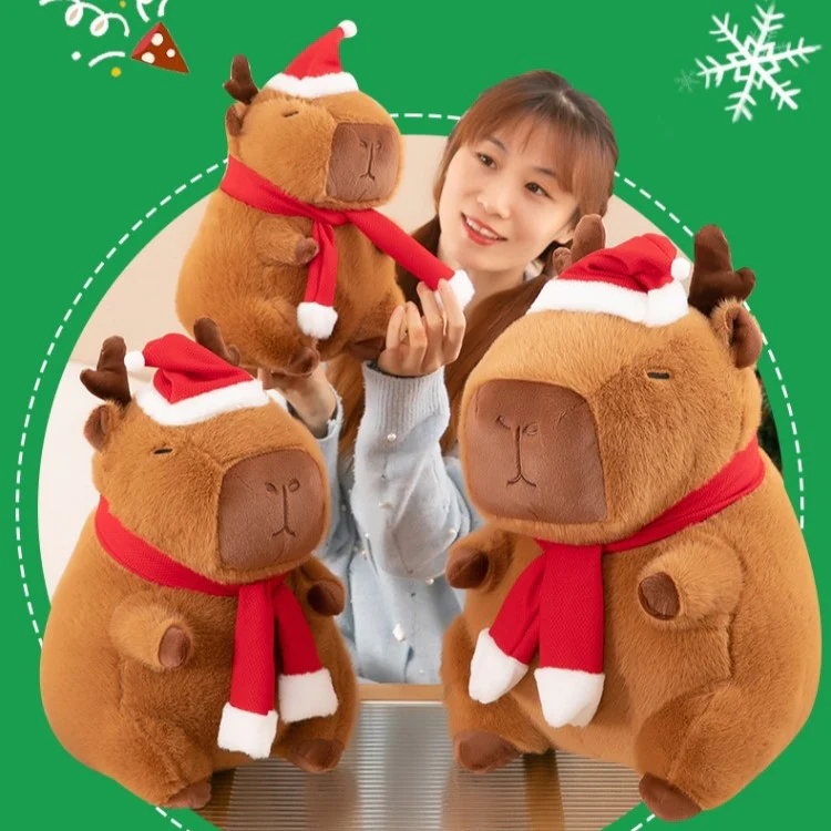 Christmas Capybara Plush with Reindeer Horn - HoneyJoyBoxChristmas Capybara Plush with Reindeer Horn - HoneyJoyBox