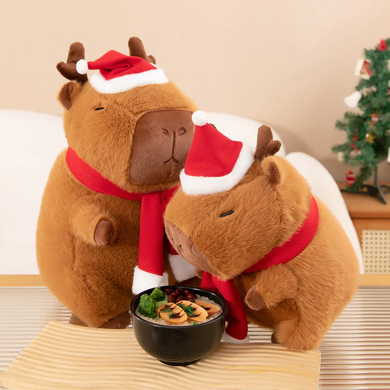 Christmas Capybara Plush with Reindeer Horn - HoneyJoyBoxChristmas Capybara Plush with Reindeer Horn - HoneyJoyBox