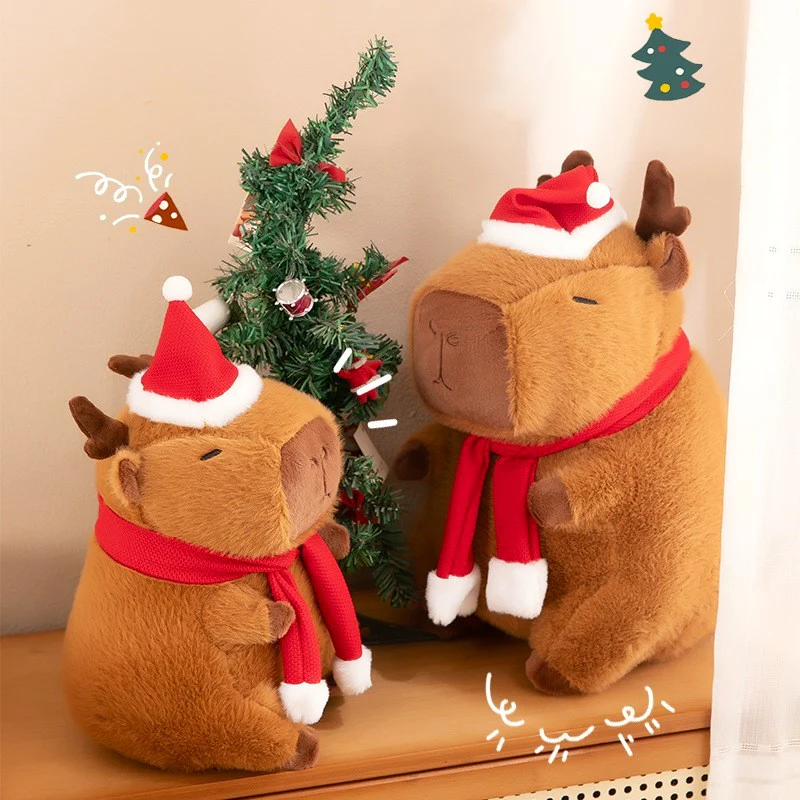 Christmas Capybara Plush with Reindeer Horn - HoneyJoyBoxChristmas Capybara Plush with Reindeer Horn - HoneyJoyBox