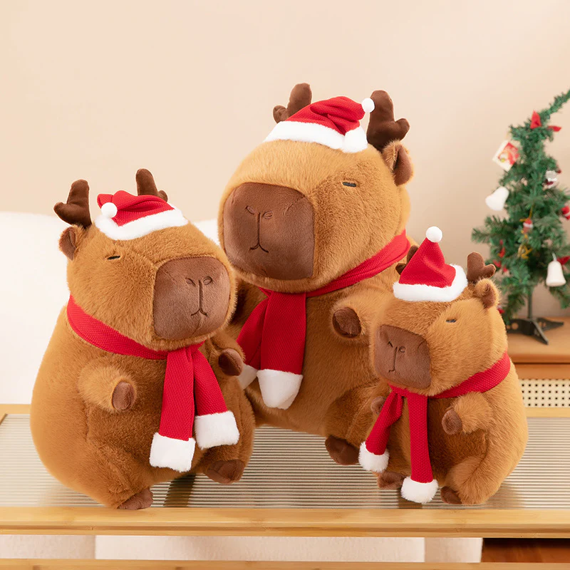 Christmas Capybara Plush with Reindeer Horn - HoneyJoyBoxChristmas Capybara Plush with Reindeer Horn - HoneyJoyBox