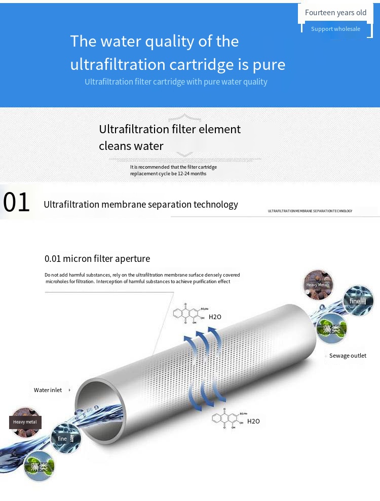Horizontal 102 pipe diameter 2000L UF Whole House Water Filter