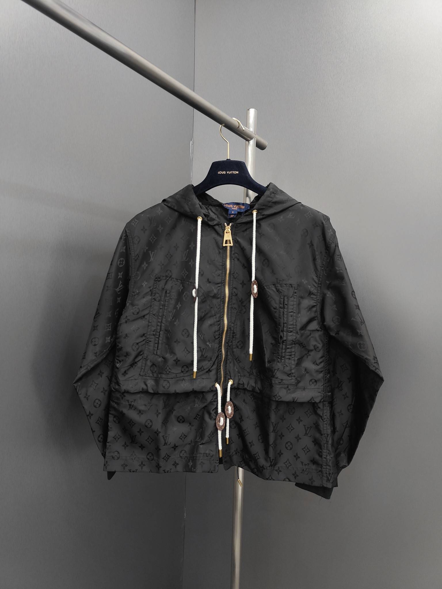 Louis Vuitton Jacquard presbyopic fabric belted women s hoodie jacket