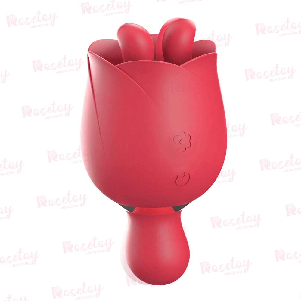 2 In 1 Rose Vibrator Sex Toy Clitoral Clit Tongue Licking Vibrator