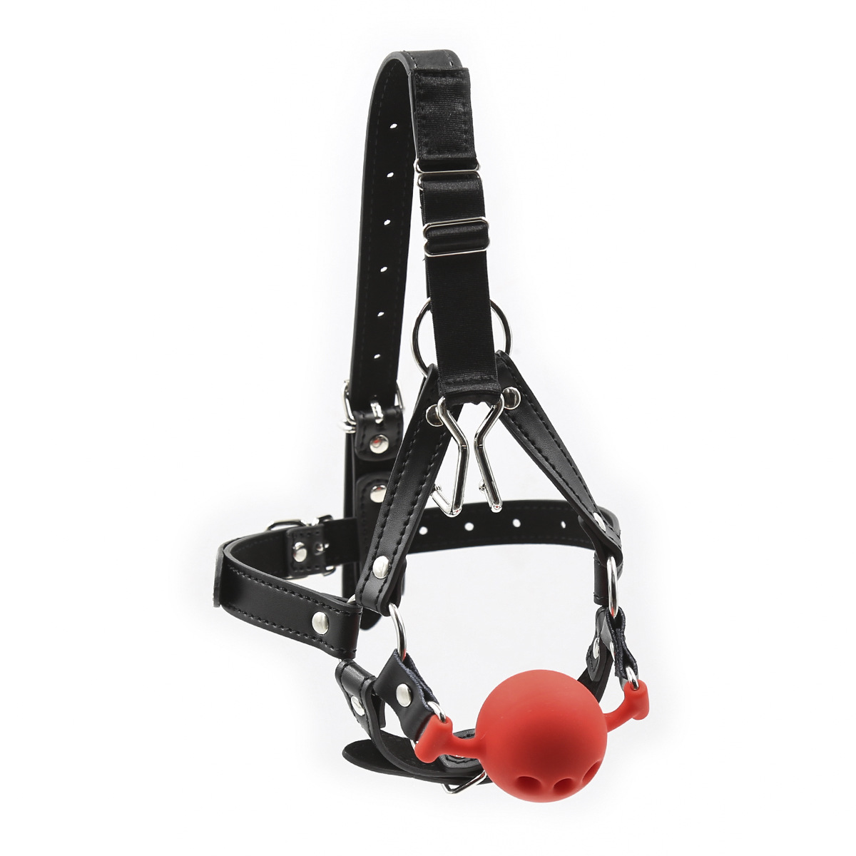 Silicone Mouth Gag Head Harness with Nose Hook