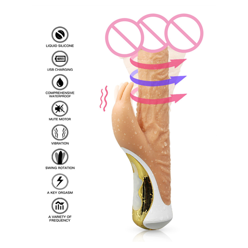 Rotation Vibrating Silicone Realistic Dildo Rabbit Vibrator