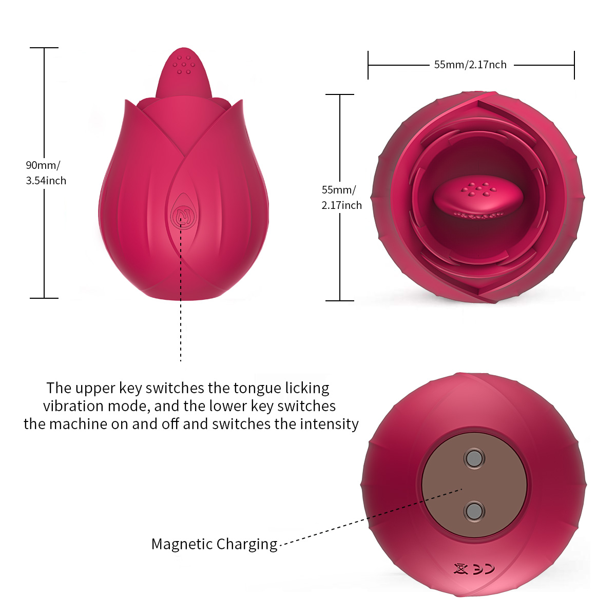 Rose Clitoral Vibrator with a Tongue for Women