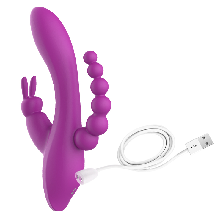 Triple Pleasure Rabbit Vibrator with Anal Beads