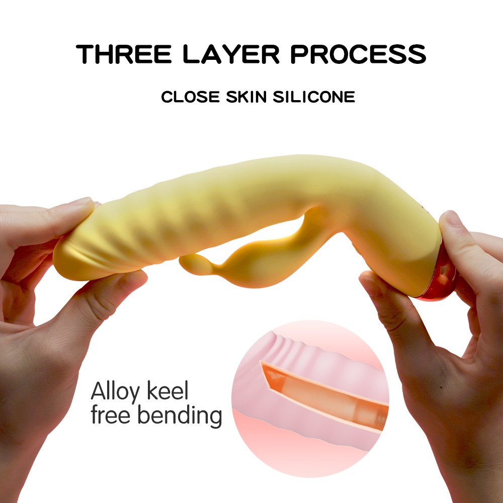 Silicone Warming Rabbit Vibrating Massage Stick G-spot Double Shock Vibrator