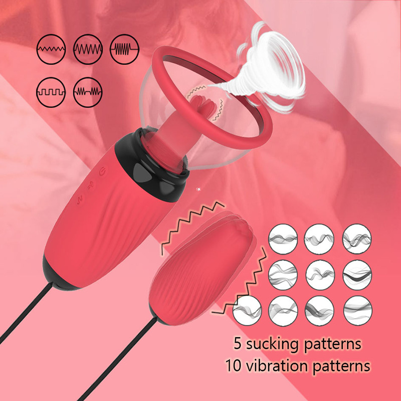 3 In 1 Sucking Vibrating Tongue Licking Egg Vibrator Nipple Stimulator