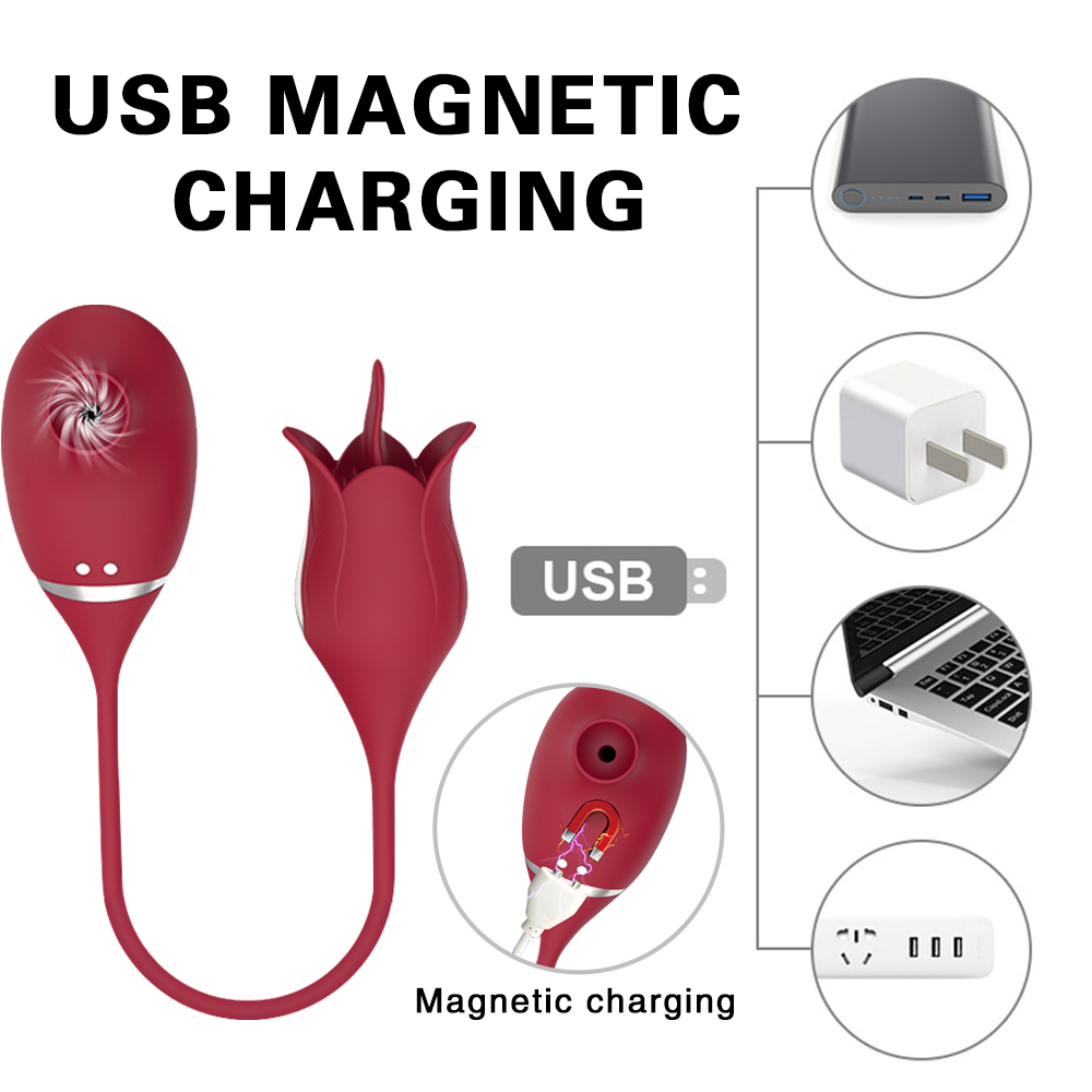 2 In 1 Sucking & Tongue Rose Vibrator