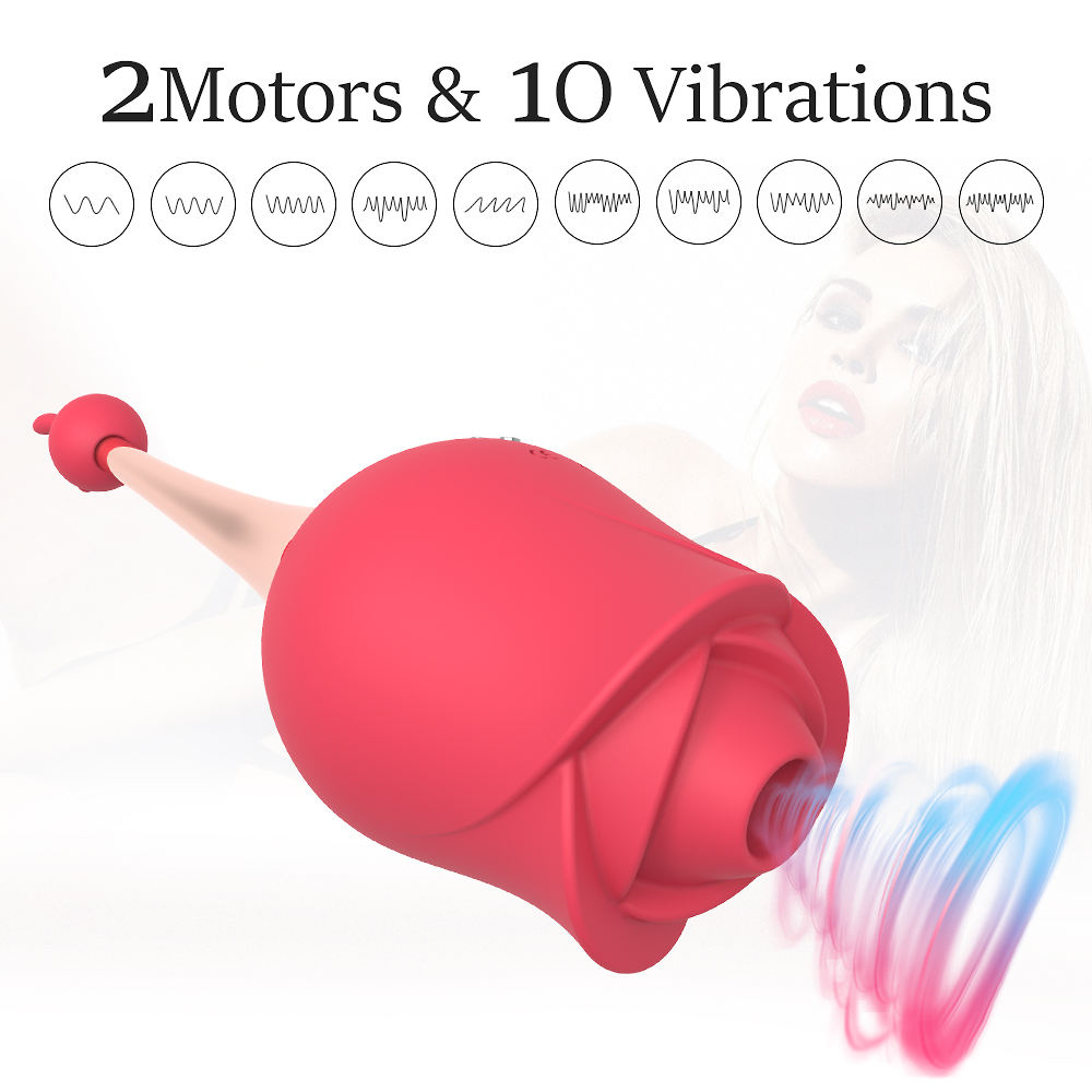 Rose Sucking Pinpoint Vibrator with 2 Attachments
