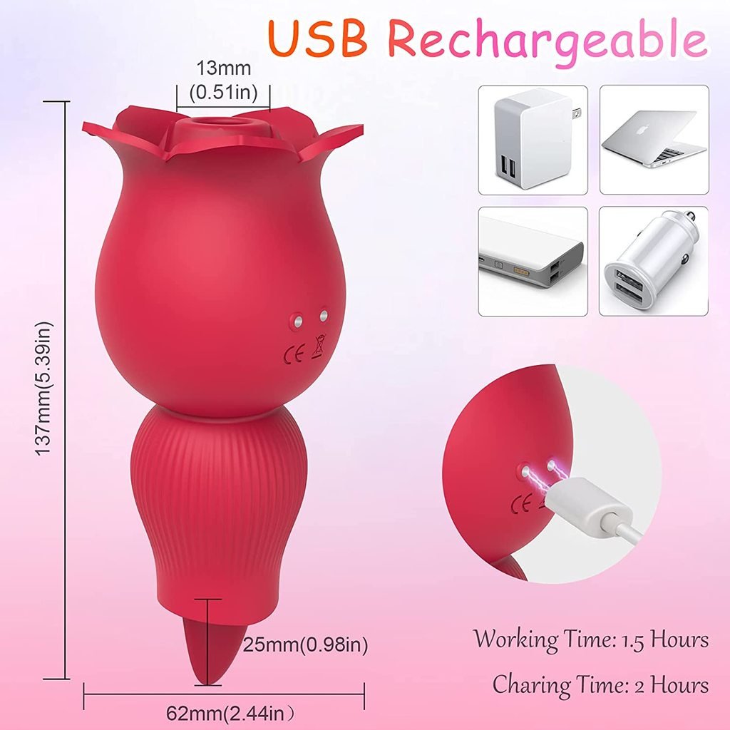 2in1 Sucking Rose Vibrator with Tongue