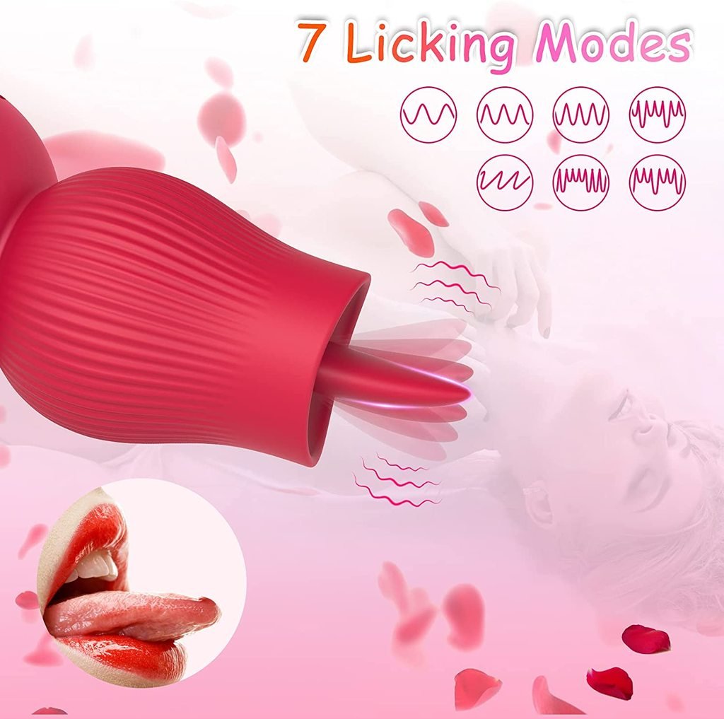 2in1 Sucking Rose Vibrator with Tongue