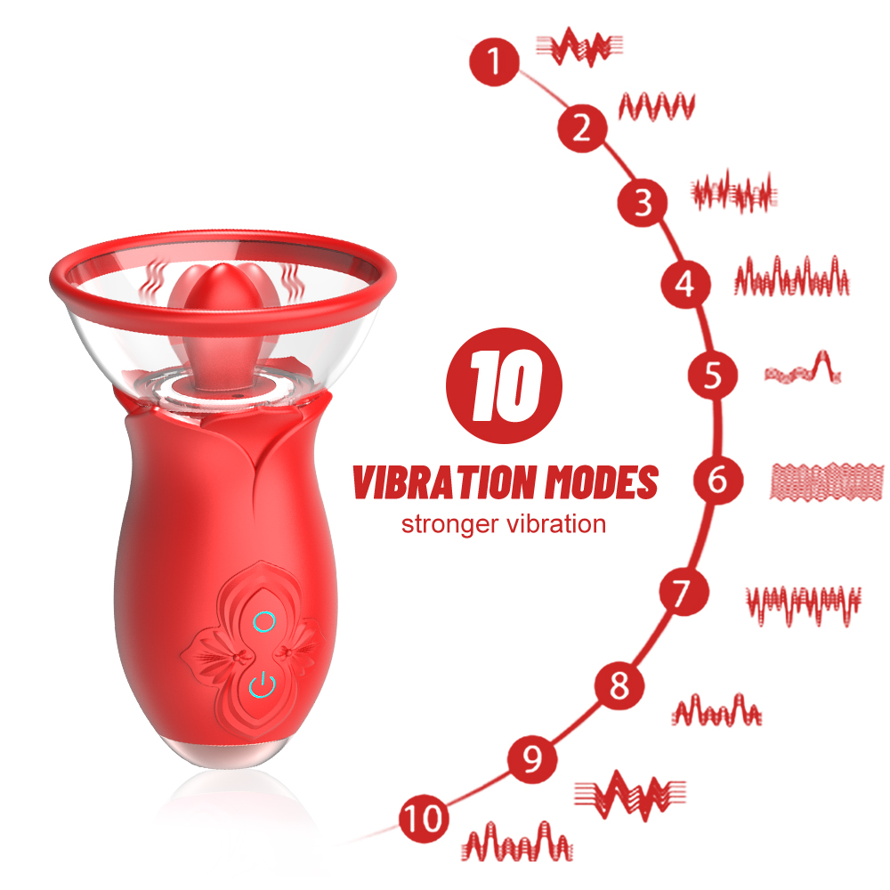 2-in-1 Rose Vibrating Body Pump and Tongue Vibrator