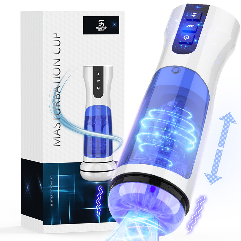 Buff - Waterproof Telescopic Sucking Vibration Masturbation Cup With Strap On Harness