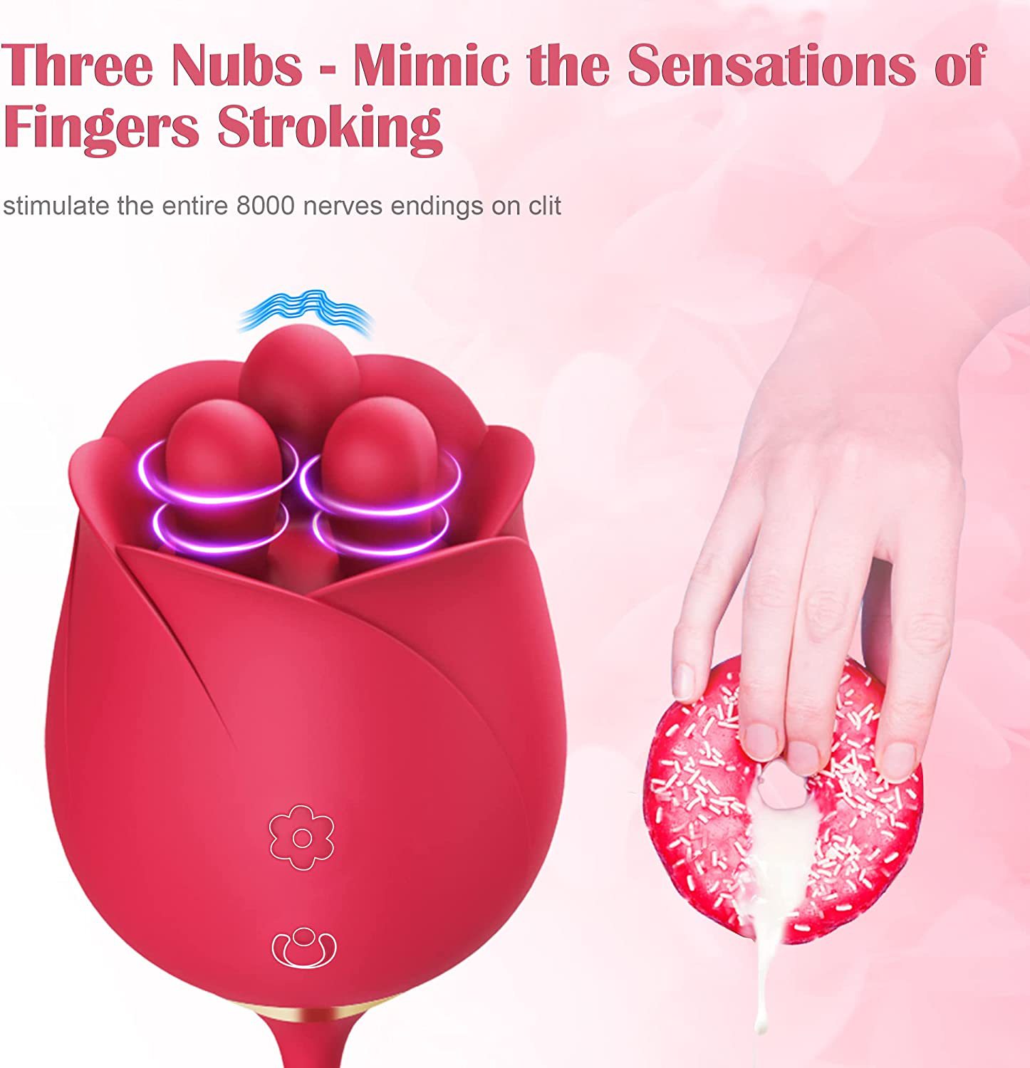 S475-7 3 Pistils 9 Modes 4 in 1 Rose Toy with Telescopic Egg
