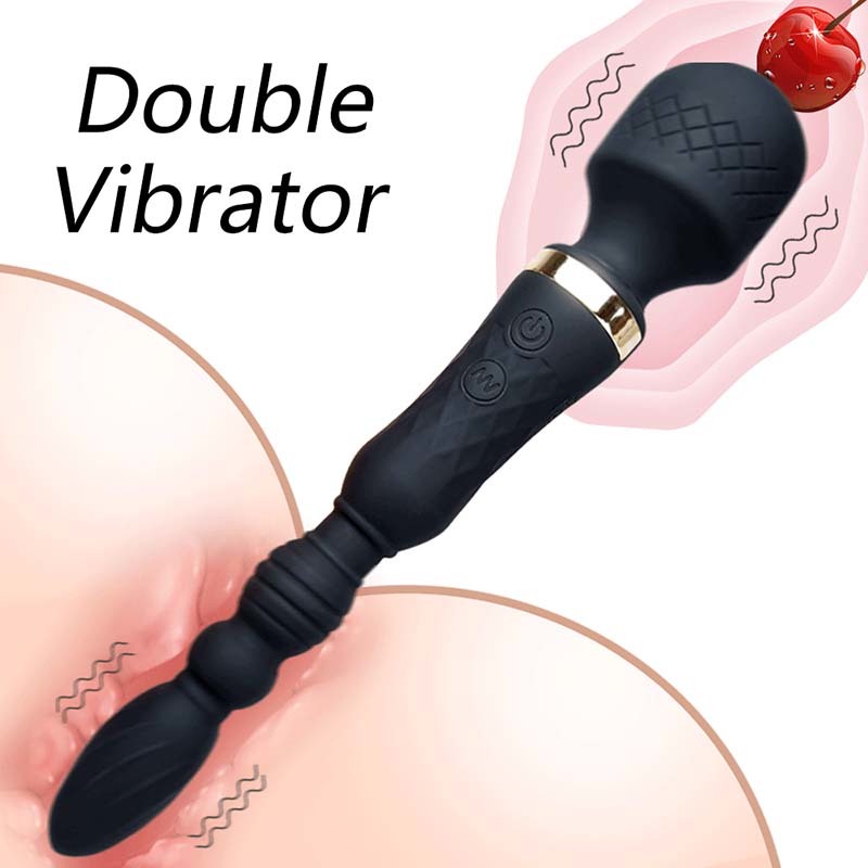 Double Head Wand Vibrator With Anal Plug