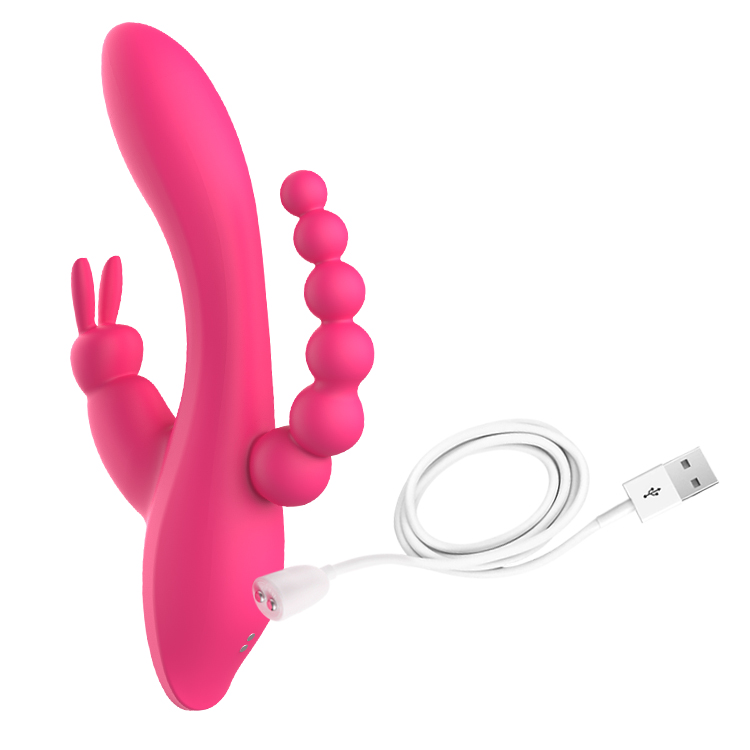 Triple Pleasure Rabbit Vibrator with Anal Beads