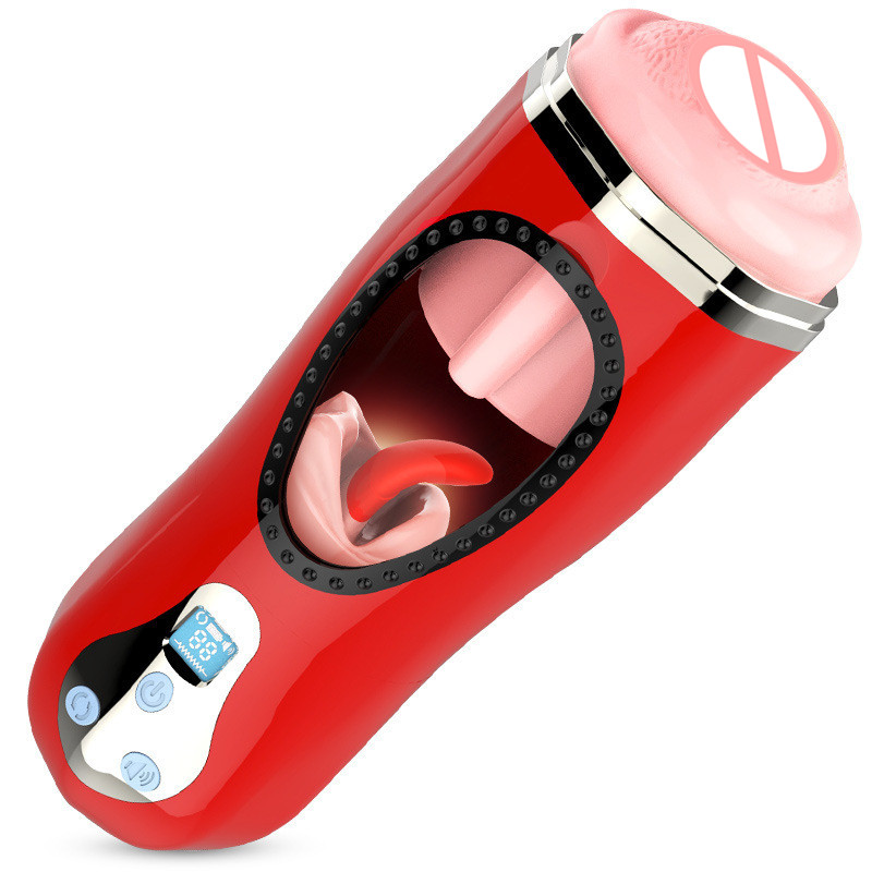 Deep Throat Oral Love Intelligent Heating Tongue Licking Interactive Voice Masturbation Device