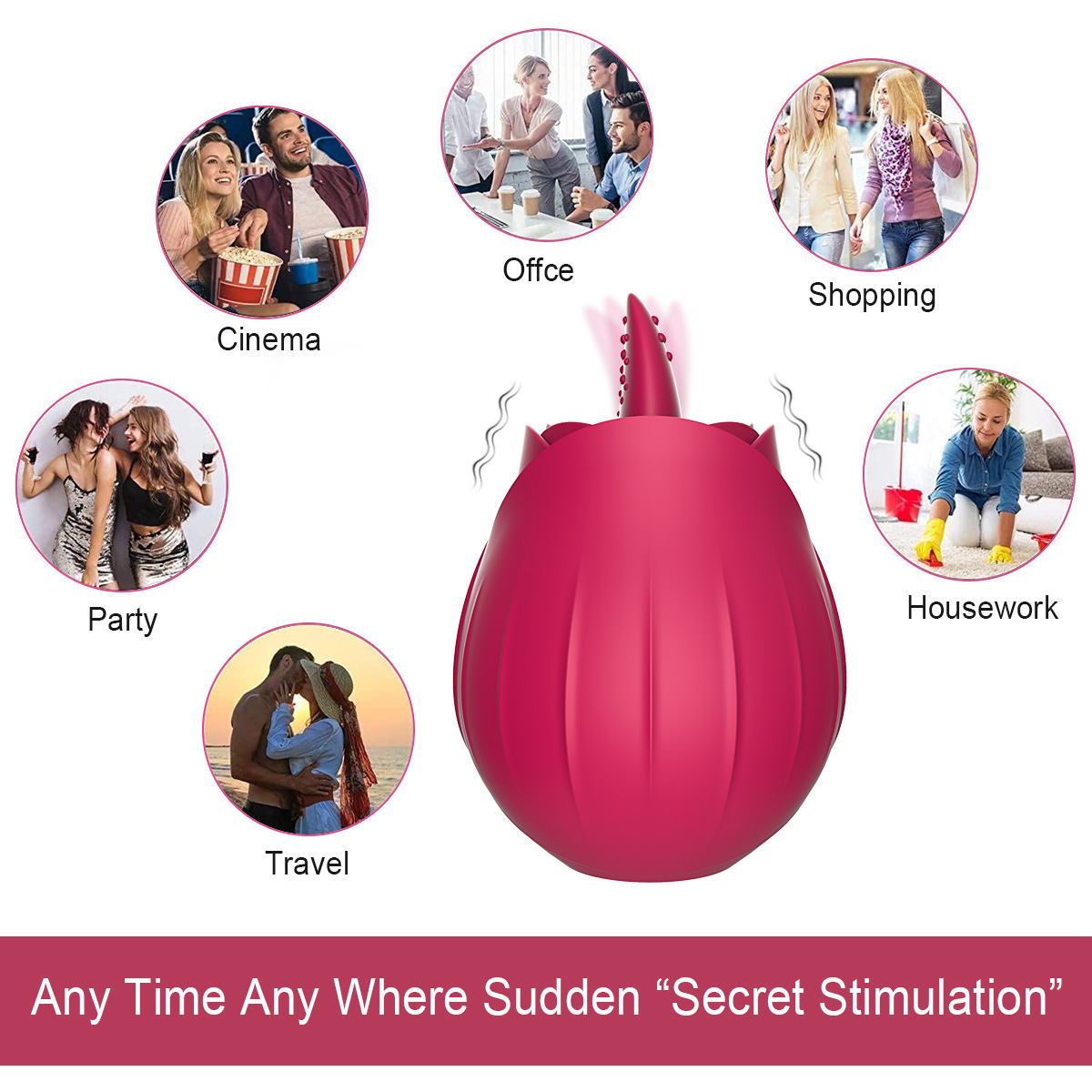 Rose Clitoral Vibrator with a Tongue for Women