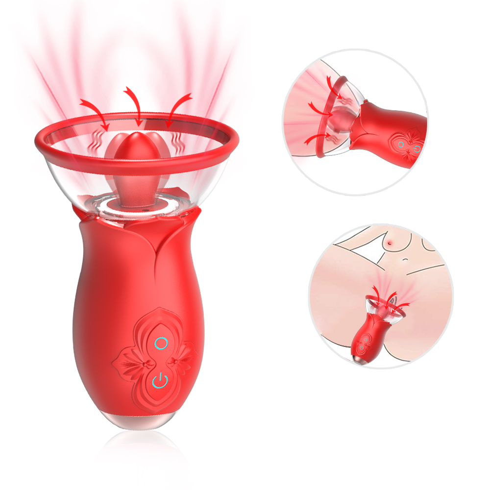 2-in-1 Rose Vibrating Body Pump and Tongue Vibrator