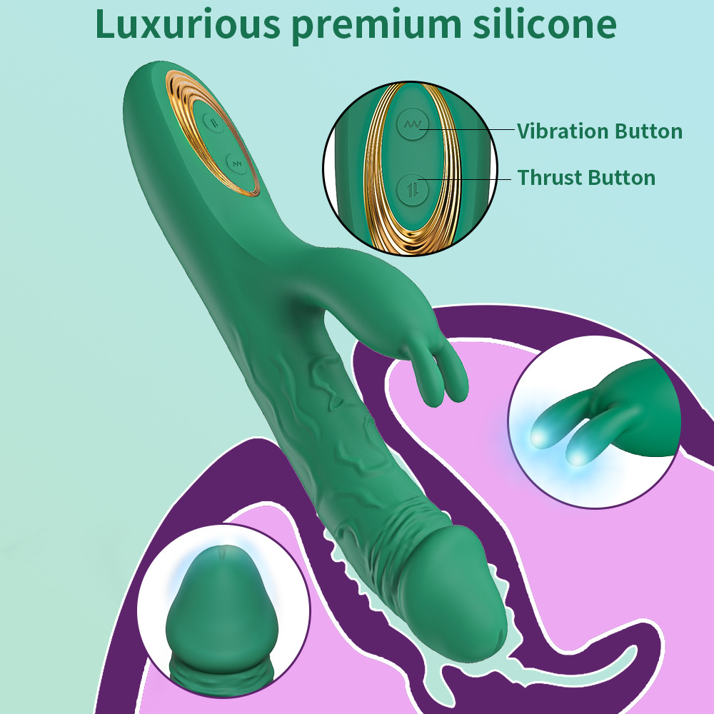 2 In 1 Telescopic Dildo Rabbit Vibrator Vaginal Massage Simulator