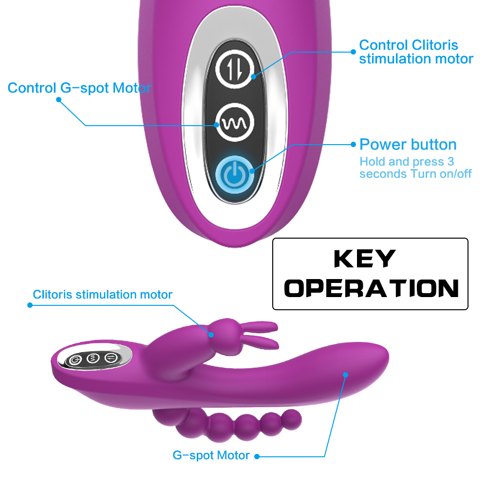 Triple Pleasure Rabbit Vibrator with Anal Beads