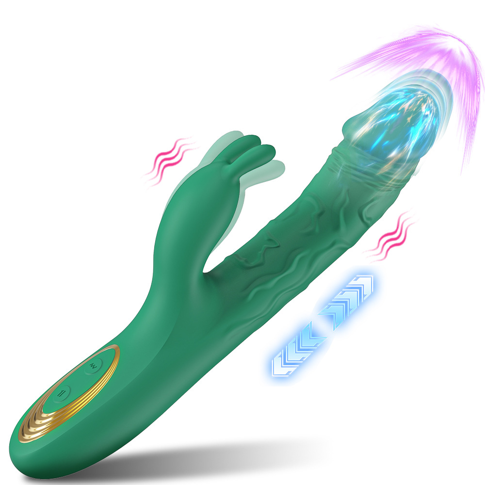 2 In 1 Telescopic Dildo Rabbit Vibrator Vaginal Massage Simulator