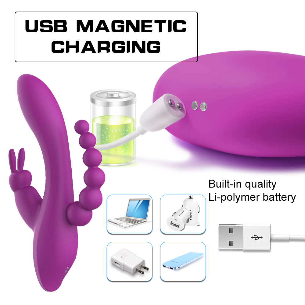 Triple Pleasure Rabbit Vibrator with Anal Beads