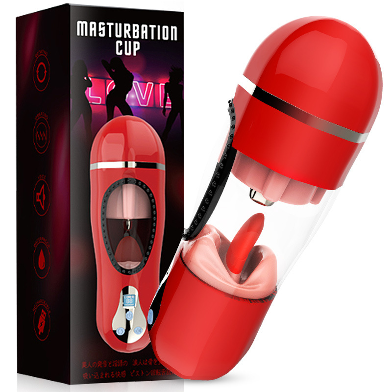 Deep Throat Oral Love Intelligent Heating Tongue Licking Interactive Voice Masturbation Device