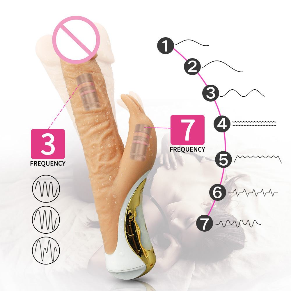Rotation Vibrating Silicone Realistic Dildo Rabbit Vibrator