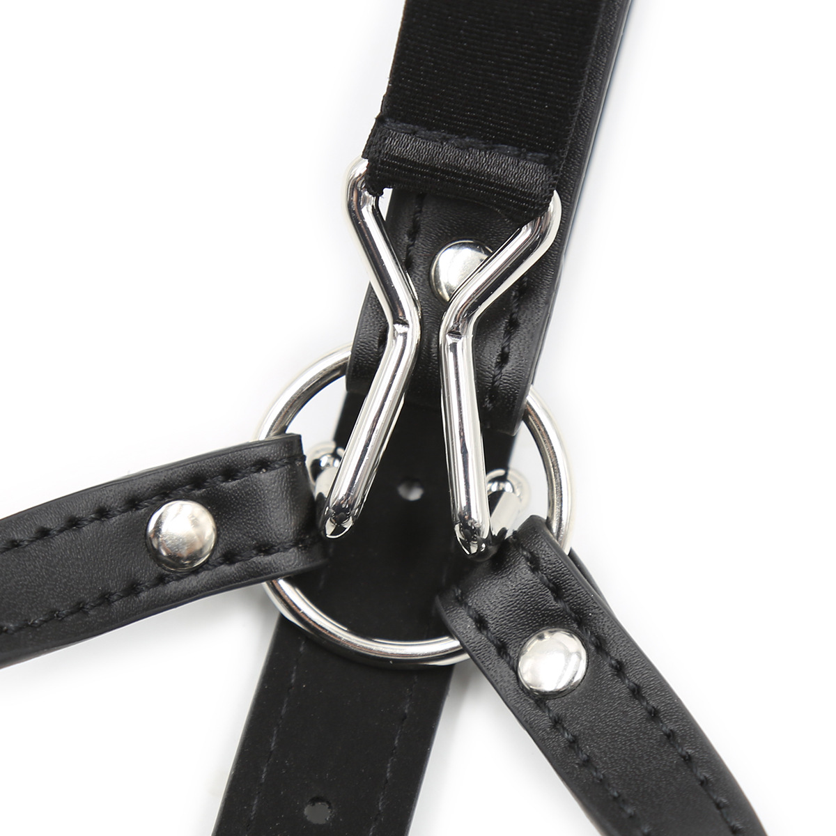 Silicone Mouth Gag Head Harness with Nose Hook