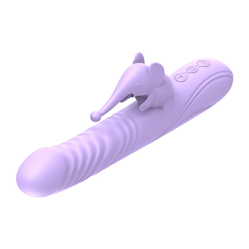 Cute Elephant Tongue Licking Vibrating Telescopic Warming Dildo Vibrator
