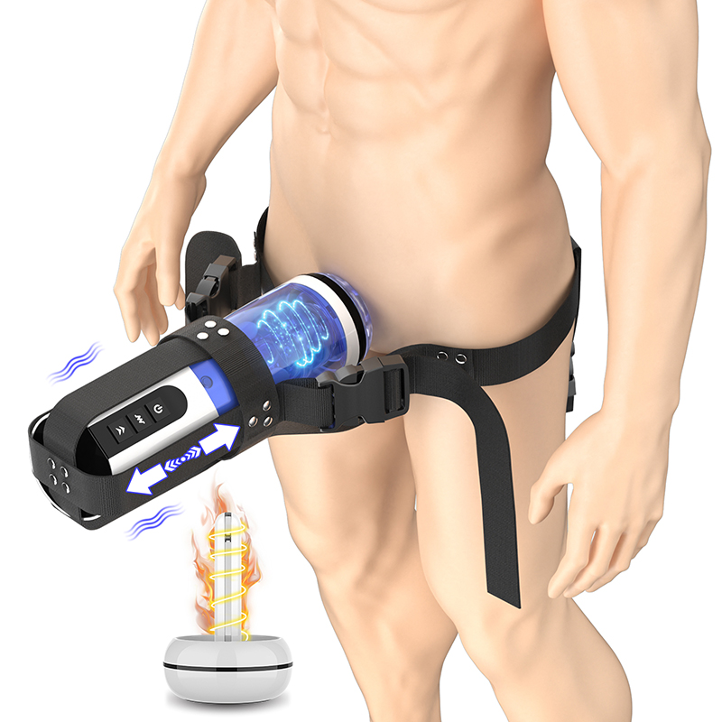 Buff - Waterproof Telescopic Sucking Vibration Masturbation Cup With Strap On Harness