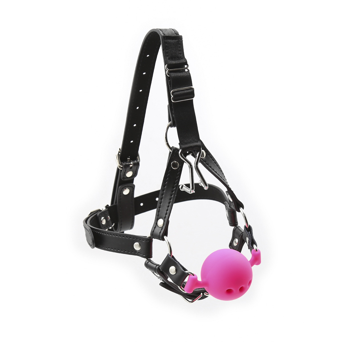 Silicone Mouth Gag Head Harness with Nose Hook