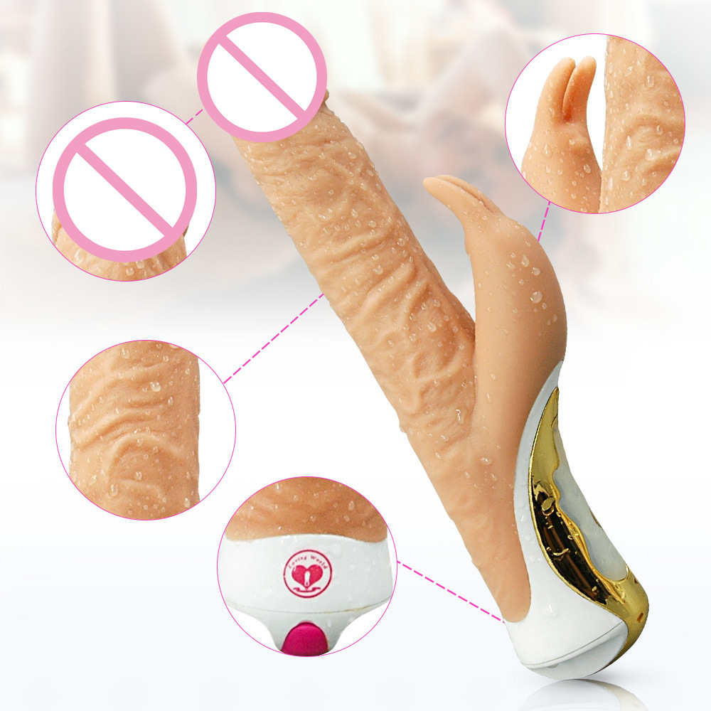 Rotation Vibrating Silicone Realistic Dildo Rabbit Vibrator