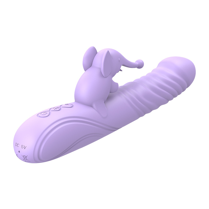Cute Elephant Tongue Licking Vibrating Telescopic Warming Dildo Vibrator