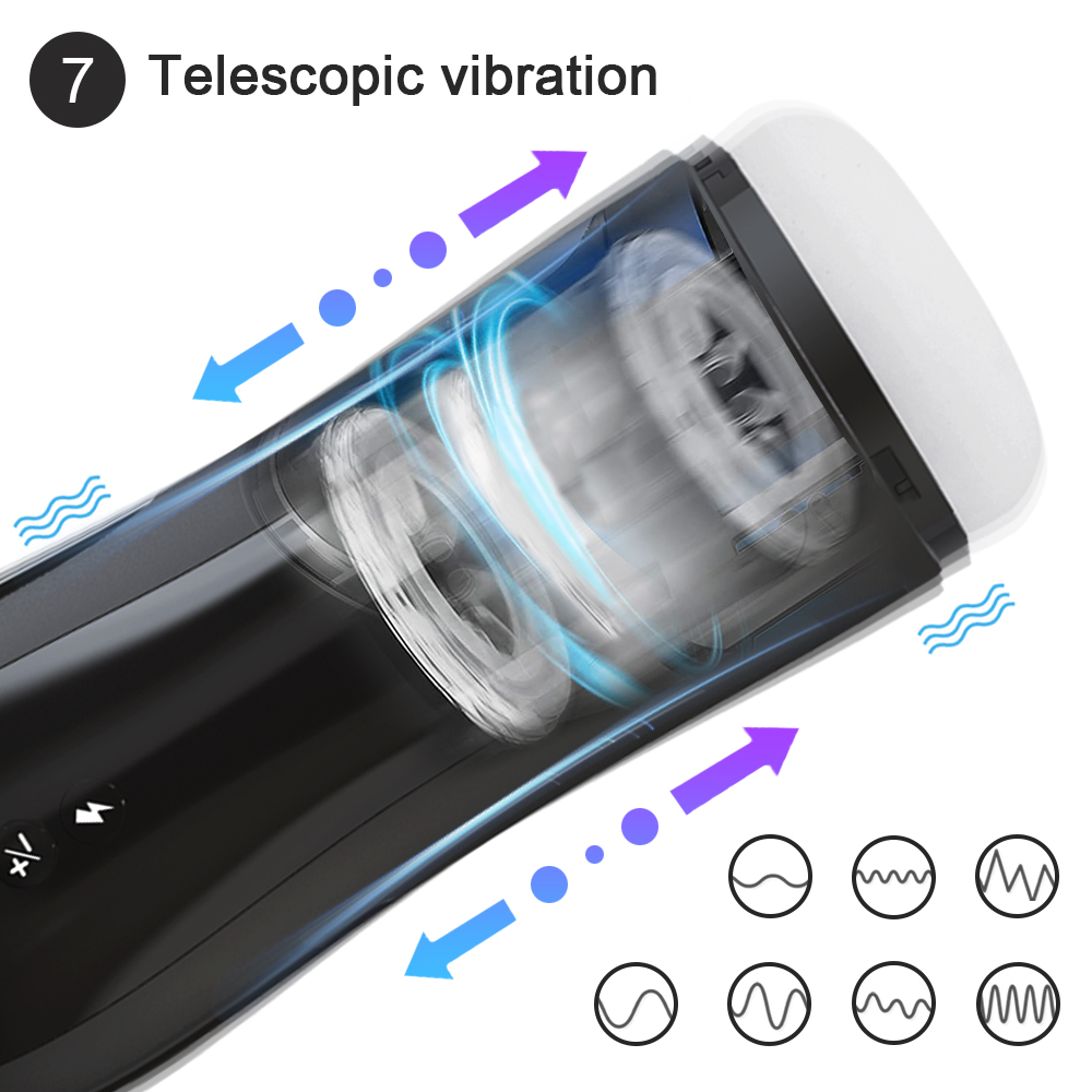 Caesar - 4 In 1 Real Moan Telescopic Sucking Vibration Masturbation Cup
