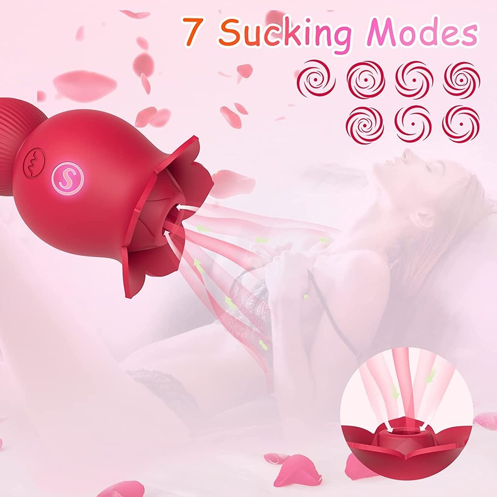 2in1 Sucking Rose Vibrator with Tongue