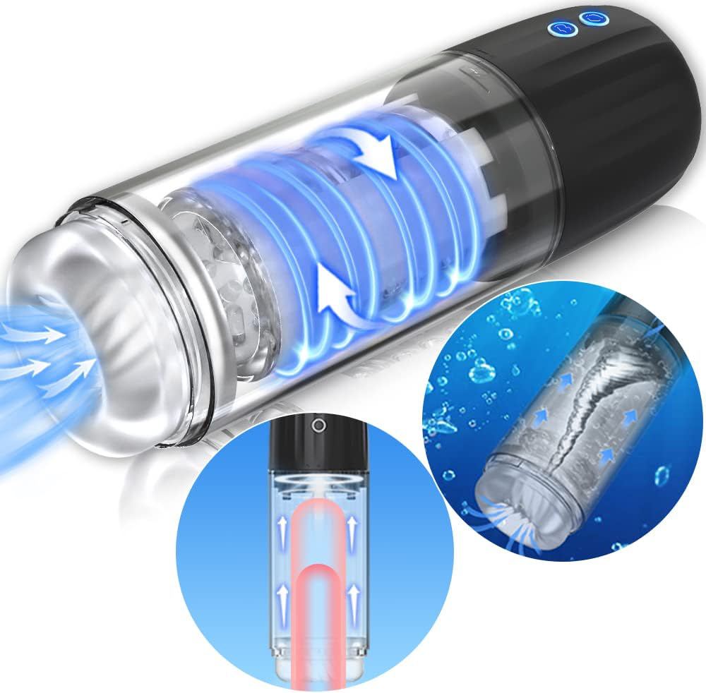 Fully Waterproof 4-in-1 Heating Telescopic Rotary And Sucking Male Masturbator without Suction Mount