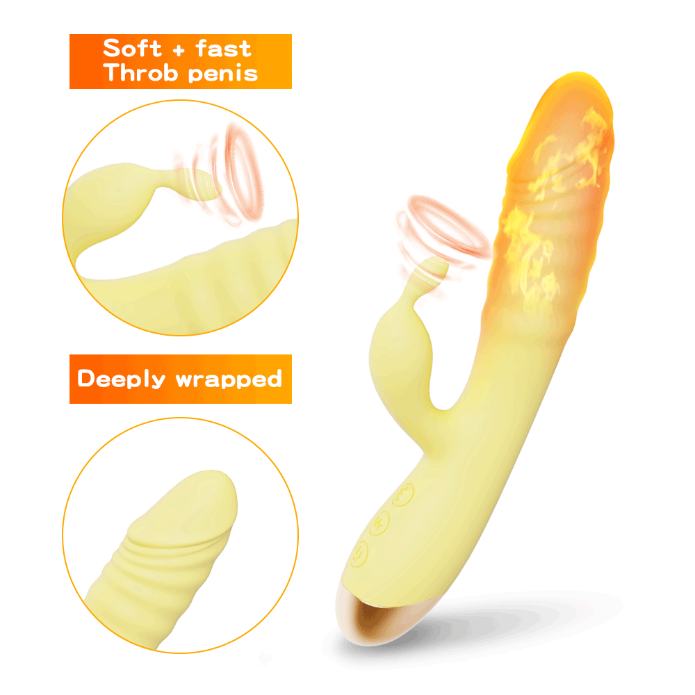 Silicone Warming Rabbit Vibrating Massage Stick G-spot Double Shock Vibrator