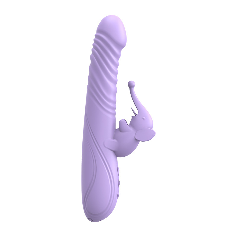 Cute Elephant Tongue Licking Vibrating Telescopic Warming Dildo Vibrator